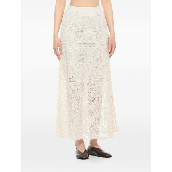 ディー・エクステリア レディース スコート ボトムス Crochet-knit maxi skirt White