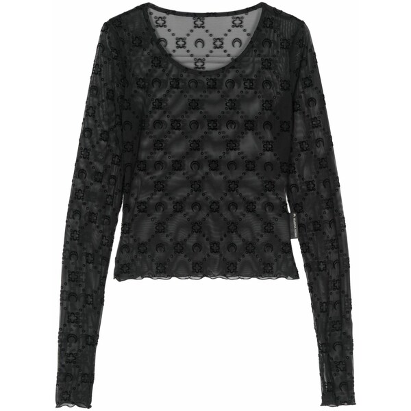 米国海兵隊員 独居室 レディース ティーシャツ トップス Flocked-monogram crop top Black