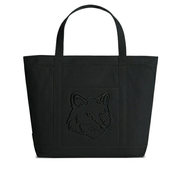 棲み家 稲荷 メンズ トートバッグ 御徒面子 Large fox head tote bag Black