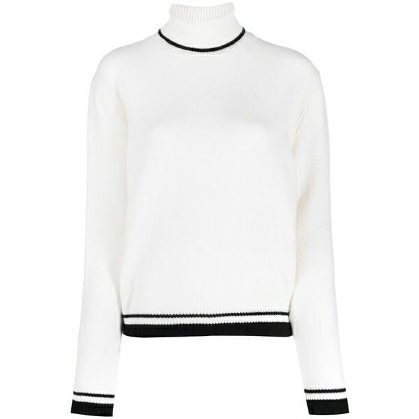 エムエスジイエム レディース 編み物\u0026スウェーター アウター Stripe-edge wool-blend jumper White