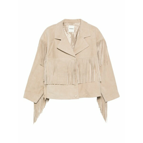 沙子ロ レディース 上衣＆上衣 アウター Fringed suede jacket Neutrals