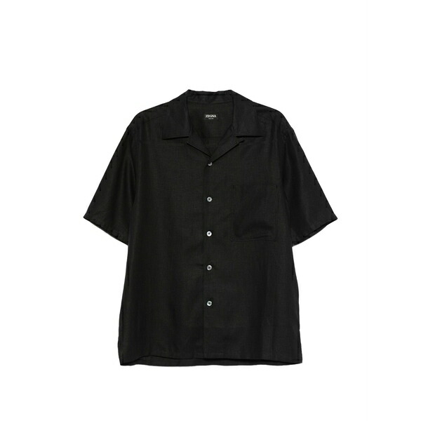 ゼニア メンズ プルオーバー トップス Chest-pocket shirt Black