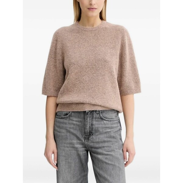 ゲタス レディース 編み物\u0026プルオーバー アウター Short-sleeved crew-neck sweater Pink