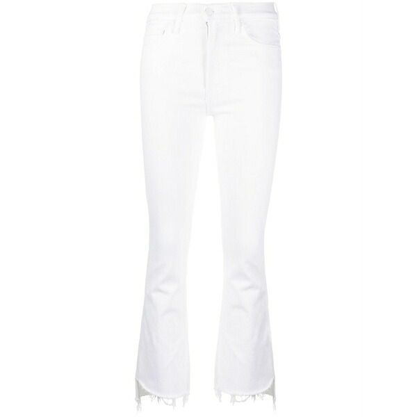 お母さん レディース ジーンズズボン下 ボトムス The insider frayed cropped jeans White