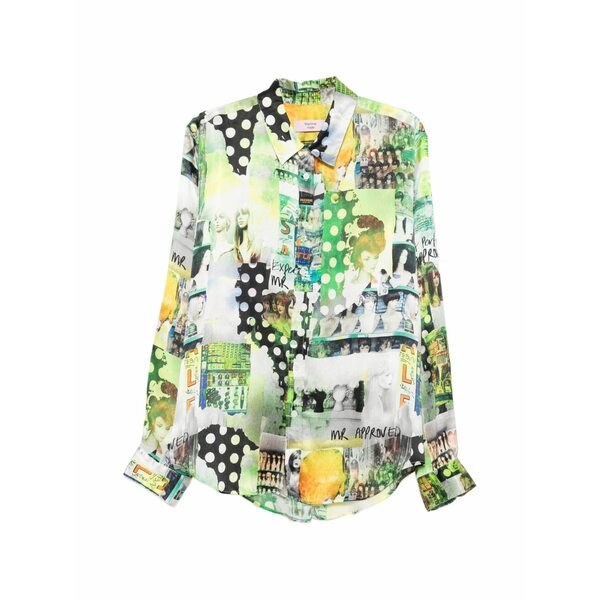 マーティン・さくら色 メンズ プルオーバー トップス Graphic-print long-sleeve shirt Green