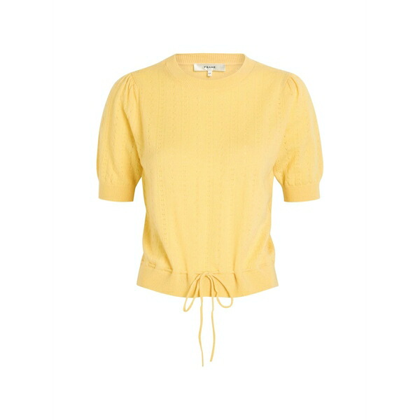 一こま レディース 編み物\u0026スウェーター アウター Charm drawstring-waist sweater Yellow