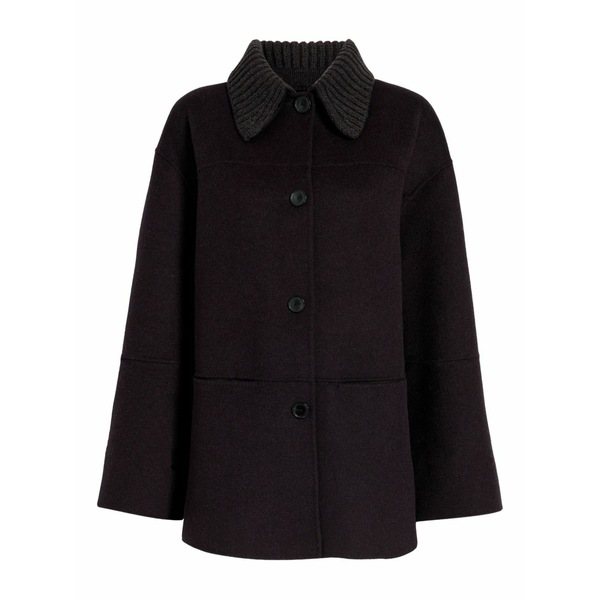 プロエンザ スクーラー 白いこと 付け札 レディース 厚地の外套 アウター Lisa knitted-collar coat Brown