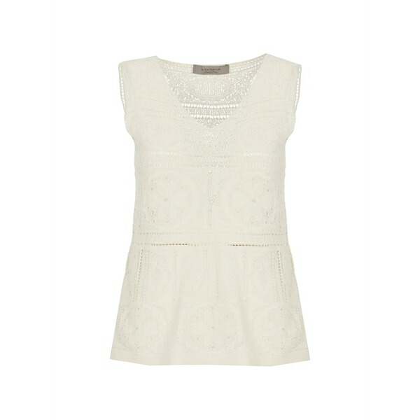 ディー・エクステリア レディース カットソー トップス Crochet-knit sleeveless top White