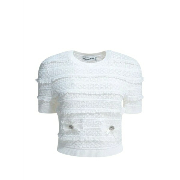 セルフ・ポートレイト レディース ティーシャツ トップス Button-embellishment t-shirt White
