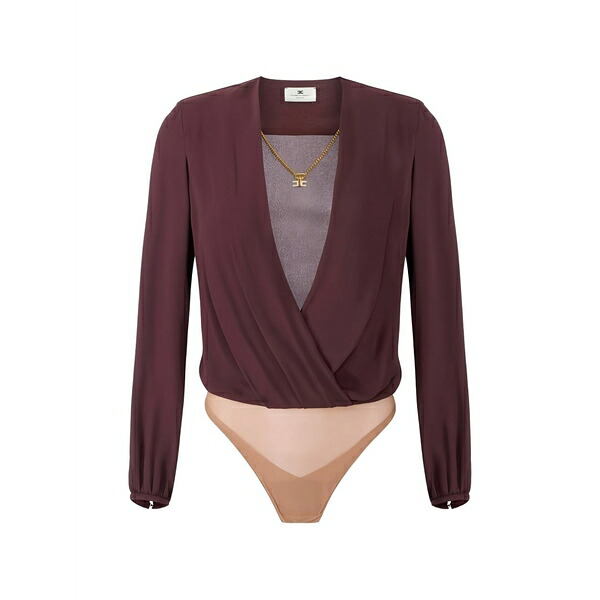エリザベスフランキ レディース プルオーバー トップス Long-sleeved pendant-necklace bodysuit Brown
