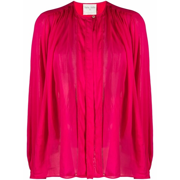 フォルテ フォルテ レディース プルオーバー トップス Gathered cotton-blend shirt Pink
