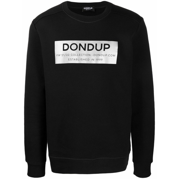 ドンダップ メンズ パーカー・スウェットシャツ アウター Logo-print crewneck sweatshirt Black