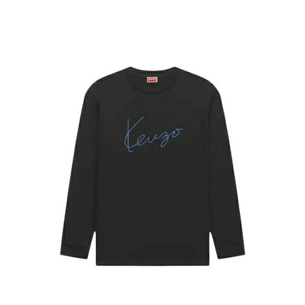 ケンゾー メンズ ティーシャツ トップス Logo-embroidered long-sleeve t-shirt Black