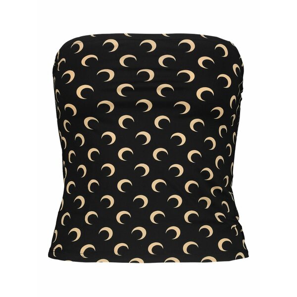 米国海兵隊員 独居室 レディース プルオーバー トップス Moon-print tube top Black