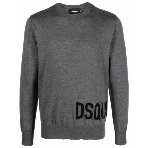 ディースクエアード メンズ 編み物\u0026スウェーター アウター Logo-intarsia crew-neck sweater Grey