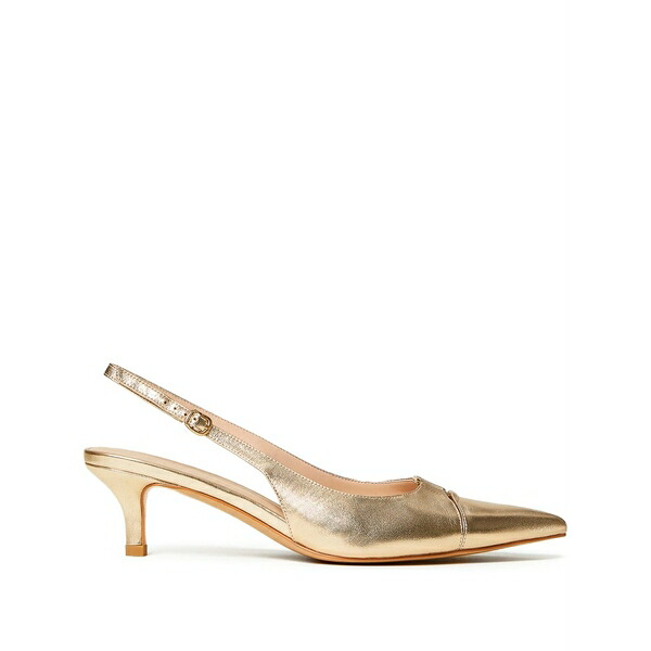 ツイン書き割り レディース パンプス シューズ 50粍 leather slingback pumps Gold
