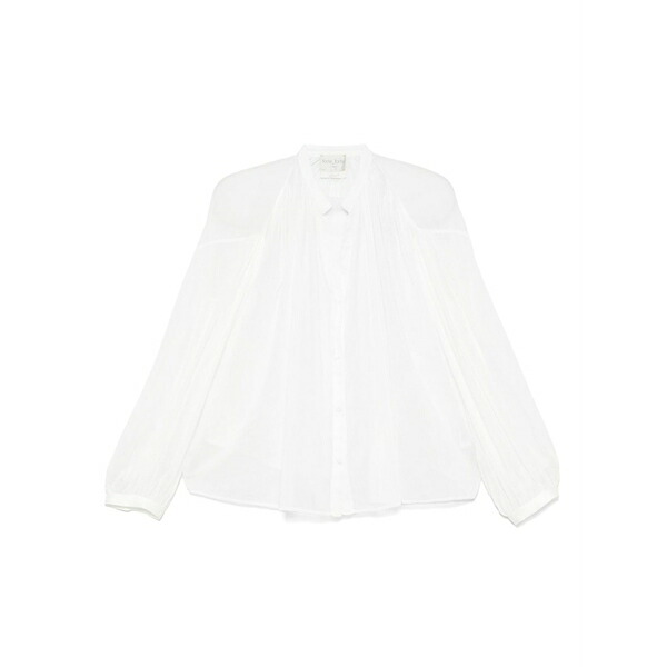 フォルテ フォルテ レディース プルオーバー トップス Semi-sheer shirt White