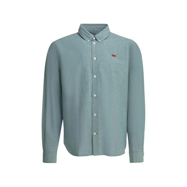 棲み家 狐狸 メンズ プルオーバー トップス Pocket embroidered shirt Blue