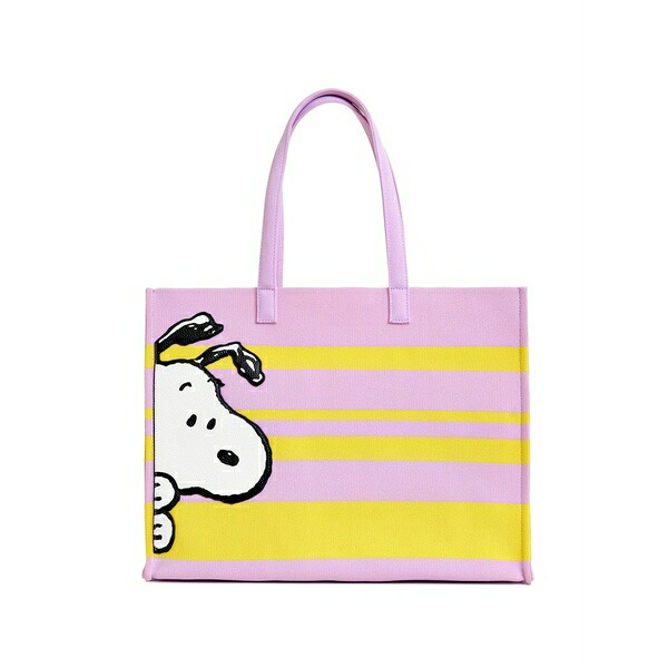 エッセンシャルアントワープ レディース トートバッグ 御徒面子 Peanuts￠￠ graphic striped tote bag Pink