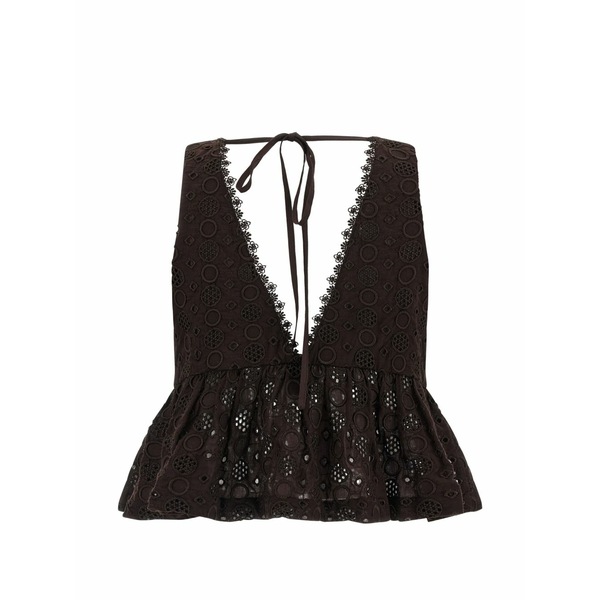 ピンコ レディース カットソー トップス Kiersten broderie-anglaise top Brown