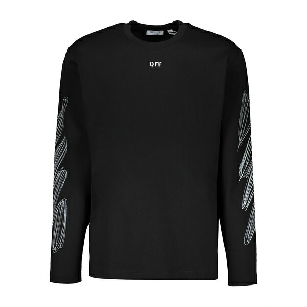 象牙色 メンズ プルオーバー トップス Long-sleeve pattern t-shirt Black