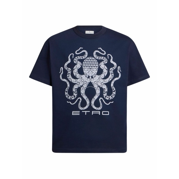 エトロ メンズ プルオーバー トップス Logo-print t-shirt Blue