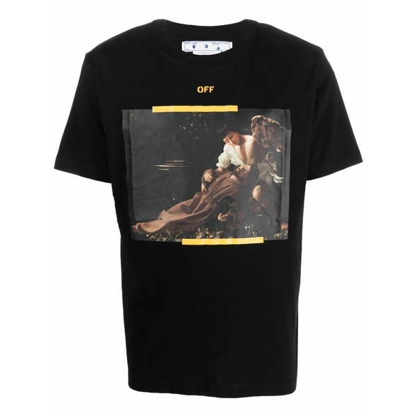 象牙色 メンズ ティーシャツ トップス Caravaggio-print t-shirt Black