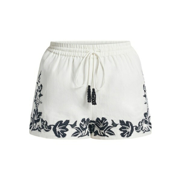 へマント\u0026ナンディータ レディース 心地好いズボン下 ボトムス Aahi embroidered tassel shorts White