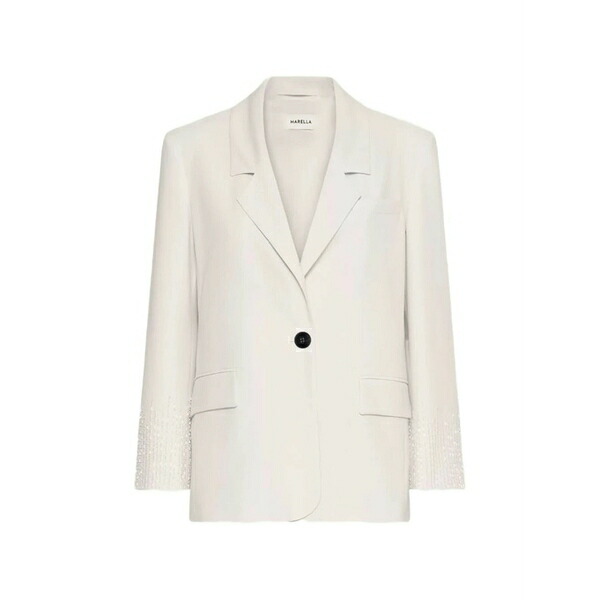 マレーラ レディース 上衣＆上衣 アウター Bead-embellished single-breasted blazer White