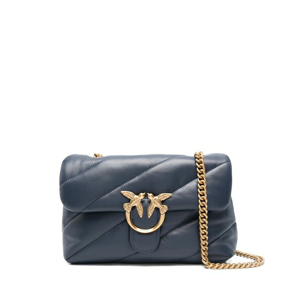 ピンコ レディース ショルダーバッグ 御徒面子 Classic love bag puff maxi quilt bird-embellished shoulder bag Blue