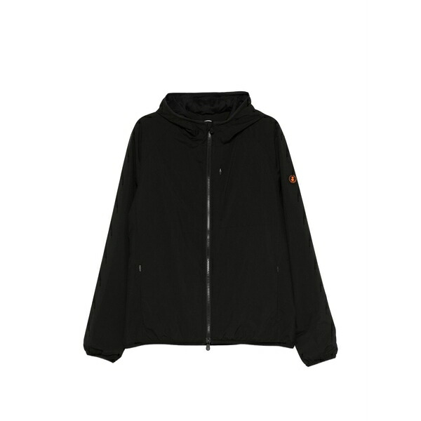 セーブザダック メンズ 上衣＆上衣 アウター Hooded logo-patch jacket Black
