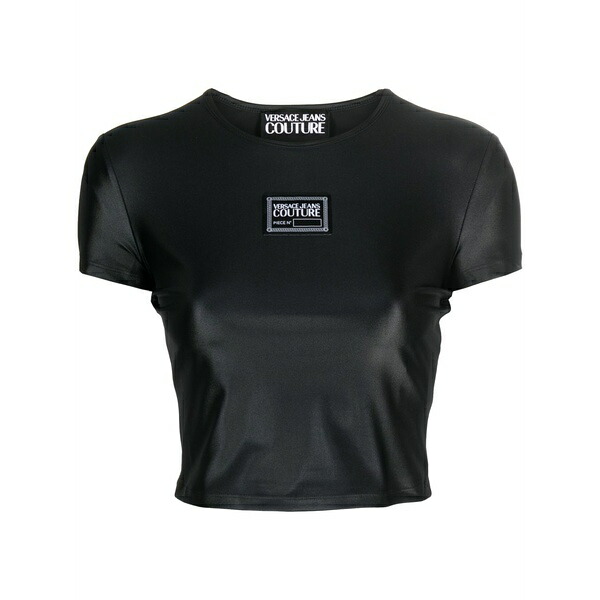 呼びりん探し回る レディース プルオーバー トップス Logo-patch cropped t-shirt Black