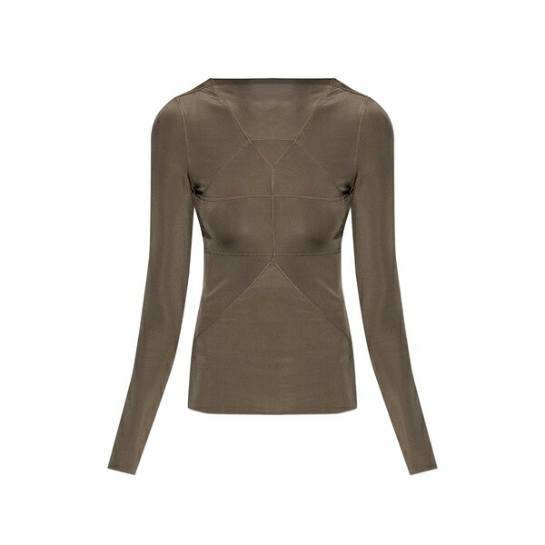 リックオウエンス レディース ティーシャツ トップス Long sleeve panelled t-shirt Brown