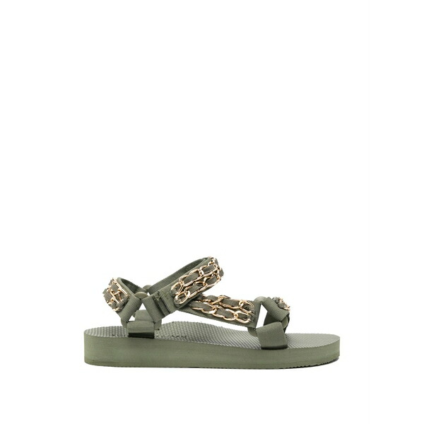 アリゾナ優しいこと レディース サンダル シューズ Trekky chain-embellished touch-strap sandals Green