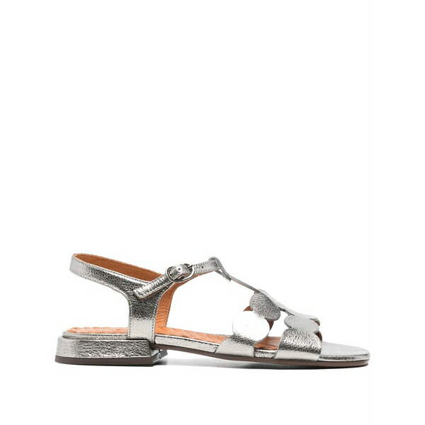 チエミハラ レディース サンダル シューズ Scalloped t-strap flat sandals Grey