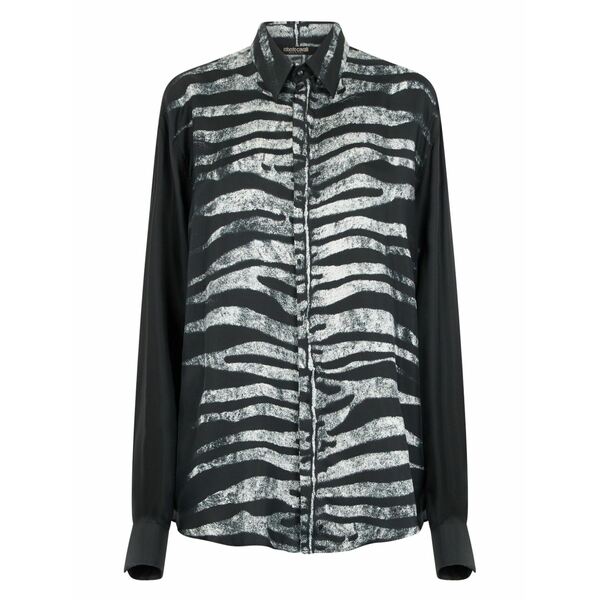 ロベルトカヴァリ メンズ ティーシャツ トップス Silk shirt Black