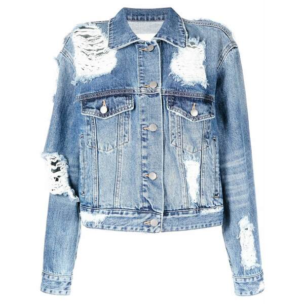 ゴエンジェイ レディース 上衣＆上衣 アウター Distressed denim jacket Blue