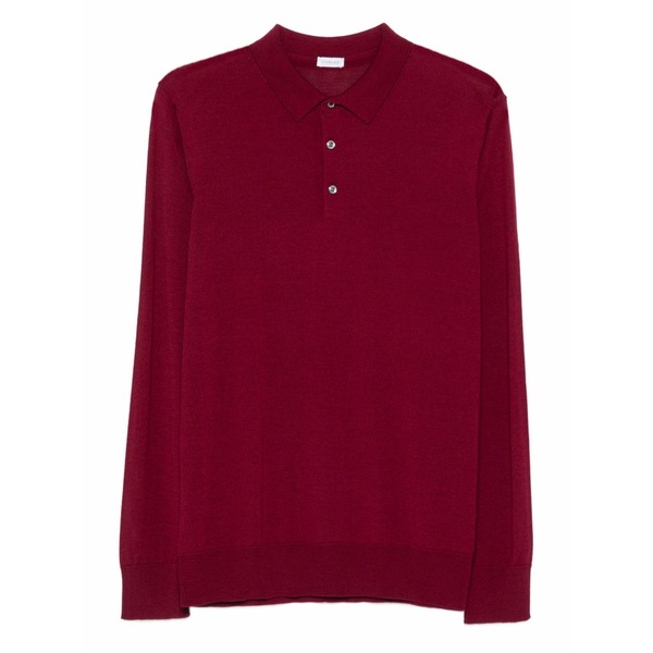 カルーゾ メンズ スポーツシャツ トップス Long-sleeve polo shirt Red