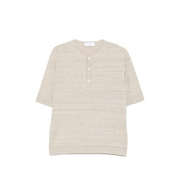 ラルディーニ メンズ ティーシャツ トップス Buttoned t-shirt Neutrals