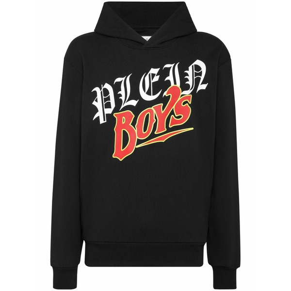 フィリップ飾り気の無い メンズ パーカー・スウェットシャツ アウター Logo-print cotton hoodie  Black
