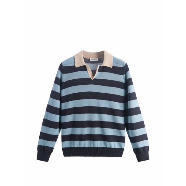 ロベルトコリーナ メンズ 編み物\u0026ティーシャツ アウター Polo-collar striped sweater Blue