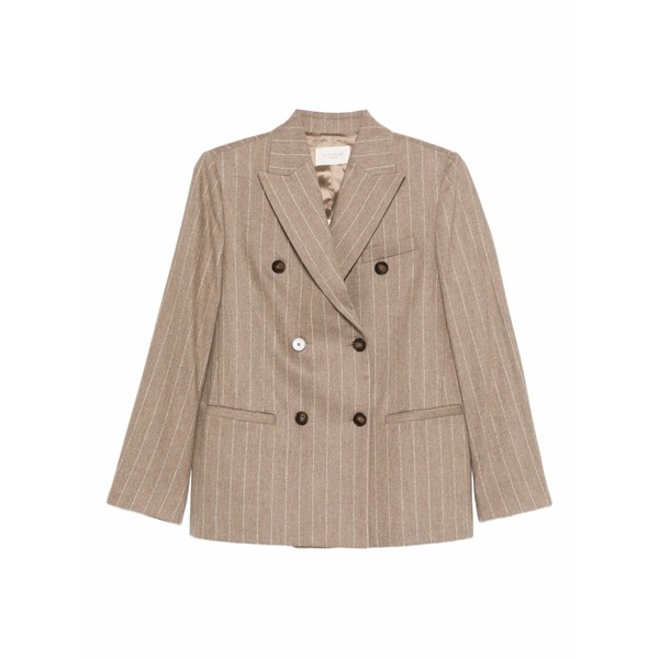 インコテックス レディース 上衣＆上衣 アウター Pinstripe-print double-breasted blazer Neutrals