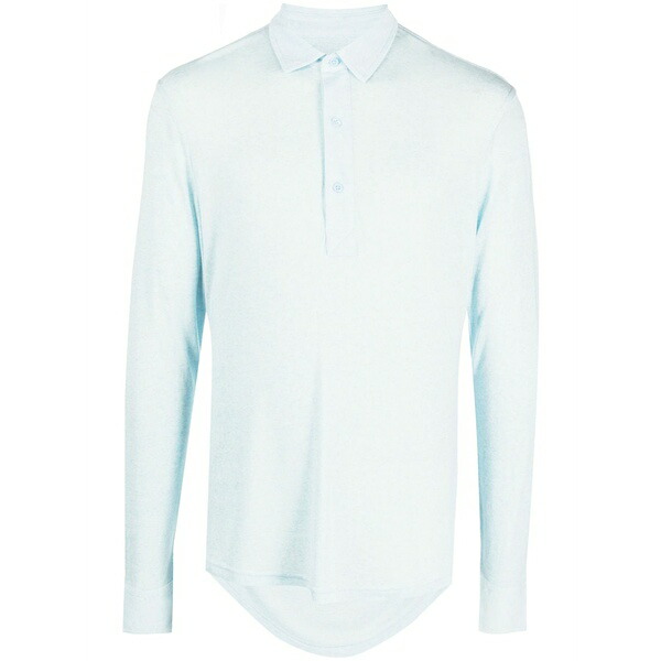 オール赤ちょうちん 赤銅色 メンズ スポーツシャツ トップス Piqu￡ long-sleeve polo shirt Blue
