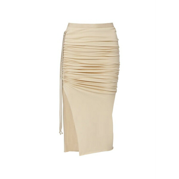 リックオウエンスリリーズ レディース スコート ボトムス Edfu ruched side-slit MIDI skirt Neutrals