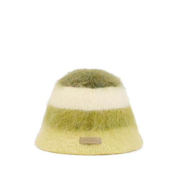 意中の女 メンズ かぶり笠 佩び物 Ami striped mohair bucket hat Green