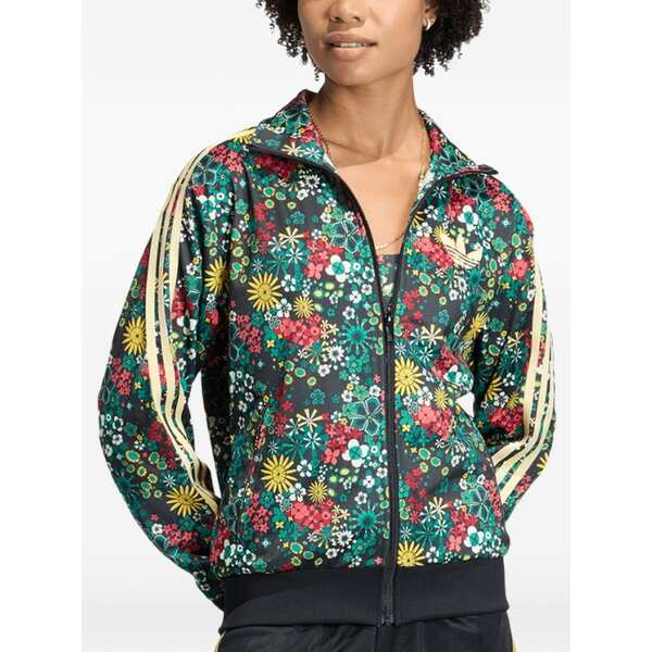 アディダス レディース 上衣＆上衣 アウター X liberty london floral-print zip-up sweatshirt Black