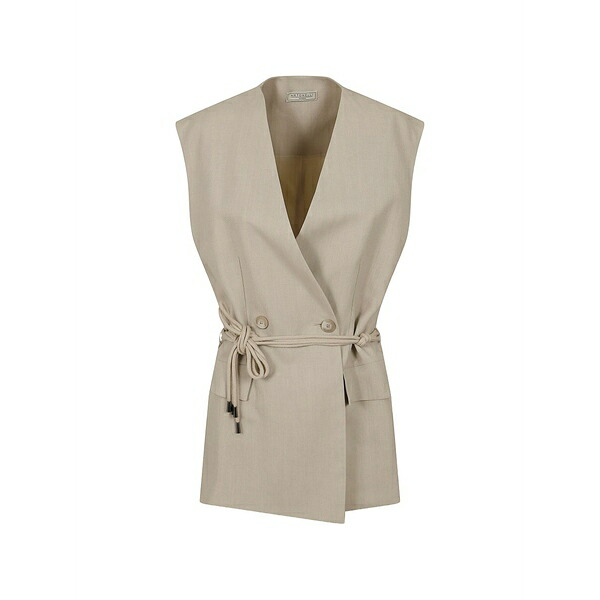 アントネリ レディース 上衣＆上衣 アウター Ellen double-breasted rope-belt gilet Neutrals