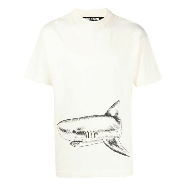 パーム・エンジェルス メンズ プルオーバー トップス Broken shark-print t-shirt Neutrals
