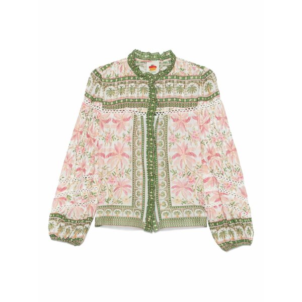 耕園 リオ レディース プルオーバー トップス Floral-print shirt Pink