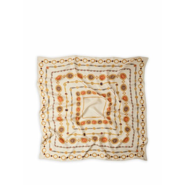 ヴェルサーチ メンズ 消音装置・袈裟・えり巻き 添え物 Printed silk twill scarf 90 糎 Neutrals